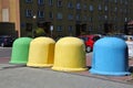 Waste sorting containers in Poland Royalty Free Stock Photo