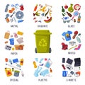 Waste Sorting, Different Types of Garbage, Paper, Plastics, Metal, Glass, Organic, E-Waste, Segregation and Separation