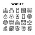 waste sorting garbage plastic icons set vector Royalty Free Stock Photo
