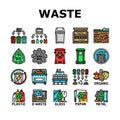 waste sorting garbage plastic icons set vector Royalty Free Stock Photo