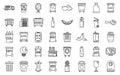 Waste sorting icons set outline vector. Garbage sort ecology Royalty Free Stock Photo