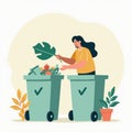 Waste Sorting: Person Placing Colored Waste Items into Separate Bins Ã¢â¬\' Simple and Clear Eco Action Royalty Free Stock Photo