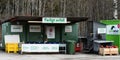 Waste sorting at SRV recycling center in Salem, sign with hazardous waste