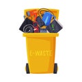 Waste Sorting, Trash Can with Sorted E-Waste Garbage, Segregation and Separation Rubbish Disposal Refuse Bin Vector