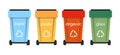 Waste sorting vector illustration with different colorful garbage bins isolated on white background Royalty Free Stock Photo