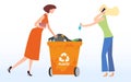 Waste sorting. Waste bin for plastic. People throw away plastic trash. Royalty Free Stock Photo