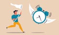 Waste time achievement and catch precious alarm clock. Management control and schedule work vector illustration concept.