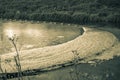 Waste water from the power plant polluting substances entering the natural river