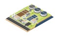 Waste water treatment plant in isometric graphic