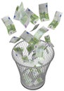 Wastebasket with euros