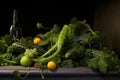 wasted cucumber plants with shriveling fruits Royalty Free Stock Photo