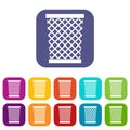 Wastepaper basket icons set flat