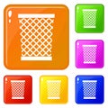 Wastepaper basket icons set vector color