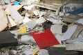 Wastepaper and many trash in an abandoned office Royalty Free Stock Photo