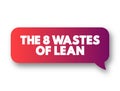 The 8 Wastes of Lean text concept message bubble for presentations and reports