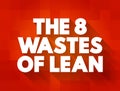 The 8 Wastes of Lean text concept for presentations and reports