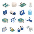 Wastewater Purification Isometric icons Set