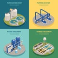 Wastewater Purification Isometric Icons Square Royalty Free Stock Photo