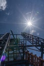 Wastewater treatment plant is made of steel structure. And sunlight on blue sky Royalty Free Stock Photo