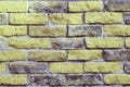 Wasting away texture vintage brick walls. Background of brick wall is yellow with grey color. Texture of the old stained brickwork