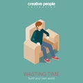 Wasting time, leisure flat 3d web isometric infographic concept