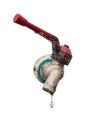 Wasting water - Water drop from water tap isolated Royalty Free Stock Photo