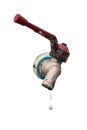 Wasting water - Water drop from water tap isolated Royalty Free Stock Photo