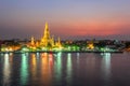 Wat Arun Buddhist religious places in twilight time, Bangkok, Thailand