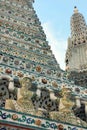 Wat Arun buddhist temple, Bangkok, Thailand - detail Royalty Free Stock Photo