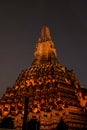 Wat Arun night scenes on orange light