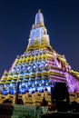 Wat Arun night scenes on white and yellow light