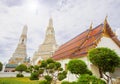 Wat Arun and Phra Prang along the Chao Phraya River Destinations and symbols of Bangkok and Siam Royalty Free Stock Photo