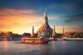 Wat Arun Ratchawararam Ratchawaramahawihan Buddhist temple in Bangkok, Thailand with Ai Generated