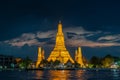Wat Arun Ratchawararam (the Temple of Dawn) at twilight time, Bangkok, Thailand
