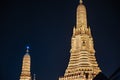 Wat arun with  roof top of the building in the night time. Royalty Free Stock Photo