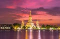 Wat arun temple , Chao phraya river in bangkok thailand