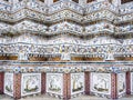 Wat Arun temple Colourful tiles floral pattern Mosaic on Pagoda Landmark Architecture Bangkok Thailand