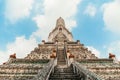 Wat Arun Temple of dawn the famous beautiful landmark in Bangkok Thailand. Wat Arun temple in a blue sky. Wat Arun is a Buddhist Royalty Free Stock Photo