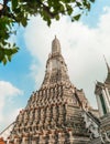 Wat Arun Temple of dawn the famous beautiful landmark in Bangkok Thailand. Wat Arun temple in a blue sky. Wat Arun is a Buddhist Royalty Free Stock Photo