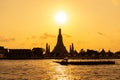 Wat Arun Temple at sunset in bangkok Thailand. Wat Arun is a Buddhist temple in Bangkok Yai district of Bangkok, Thailand