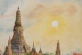 Wat Arun Temple at sunset in bangkok Thailand.