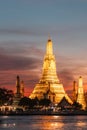 Wat Arun Temple during Sunset at Chao Praya River Bangkok, Thailand. Royalty Free Stock Photo