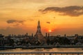 Wat Arun Temple in sunset, Temple of Dawn near Chao Phraya river. Landmark and popular for tourist attraction and Travel Royalty Free Stock Photo