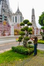 Wat Arun, Wat Arunrajawararam, Bangkok. Thai temple, gates with the gigantic guardians protecting it, Thailand, river temple Royalty Free Stock Photo