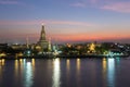 Wat Arun waterfront with beautiful sky after sunset Royalty Free Stock Photo