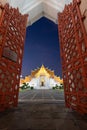 Wat Benchamabophit Benjamaborphit dusitvanaram or marble temple at sunset, one of the famous places in Thailand Royalty Free Stock Photo