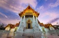 Wat Benchamabophit Benjamaborphit dusitvanaram or marble temple at sunset Royalty Free Stock Photo