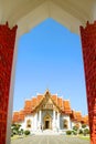 Wat Benchamabophit Dusitvanaram Temple View from the Entrance Gate, Bangkok, Thailand Royalty Free Stock Photo