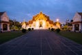 Wat Benchamabophit Dusitvanaram in twilight time, Bangkok, Thailand