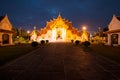 Wat Benchamabophit Dusitvanaram in twilight time, Bangkok, Thailand